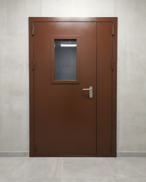 Коричневая дверь со стеклом