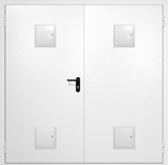 Двупольная противопожарная дверь EI-60 с четырьмя стыковочными узлами, окрас по RAL 9003