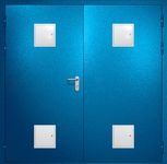 Двупольная противопожарная дверь EI-60 с четырьмя стыковочными узлами, окрас по RAL 5002