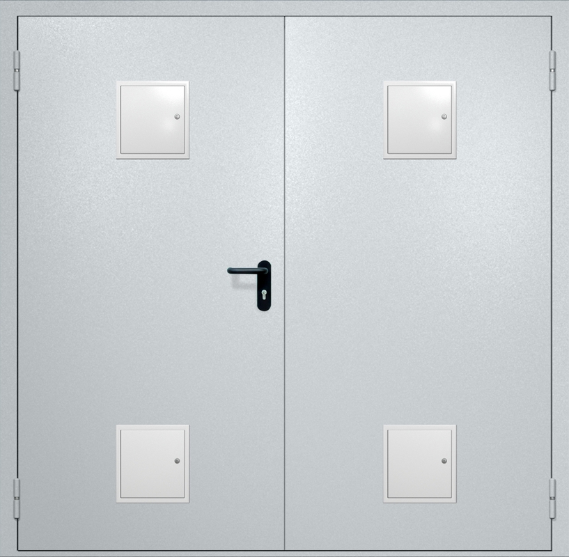 Двупольная противопожарная дверь EI-60 с четырьмя стыковочными узлами, окрас по RAL Двупольная противопожарная дверь EI-60 с четырьмя стыковочными узлами, окрас по RAL