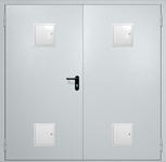 Двупольная противопожарная дверь EI-60 с четырьмя стыковочными узлами, окрас по RAL