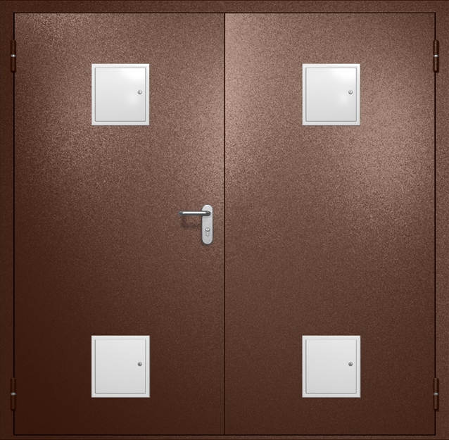 Двупольная противопожарная дверь EI-60 с четырьмя стыковочными узлами, окрас по RAL 8016 Двупольная противопожарная дверь EI-60 с четырьмя стыковочными узлами, окрас по RAL 8016