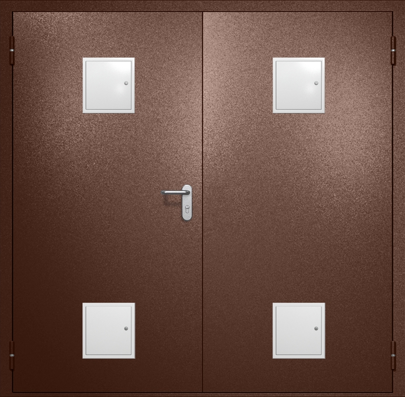 Двупольная противопожарная дверь EI-60 с четырьмя стыковочными узлами, окрас по RAL 8016 Двупольная противопожарная дверь EI-60 с четырьмя стыковочными узлами, окрас по RAL 8016