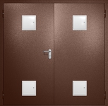 Двупольная противопожарная дверь EI-60 с четырьмя стыковочными узлами, окрас по RAL 8016