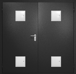 Двупольная противопожарная дверь EI-60 с четырьмя стыковочными узлами, окрас по RAL 9004