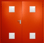 Двупольная противопожарная дверь EI-60 с четырьмя стыковочными узлами, окрас по RAL 3003