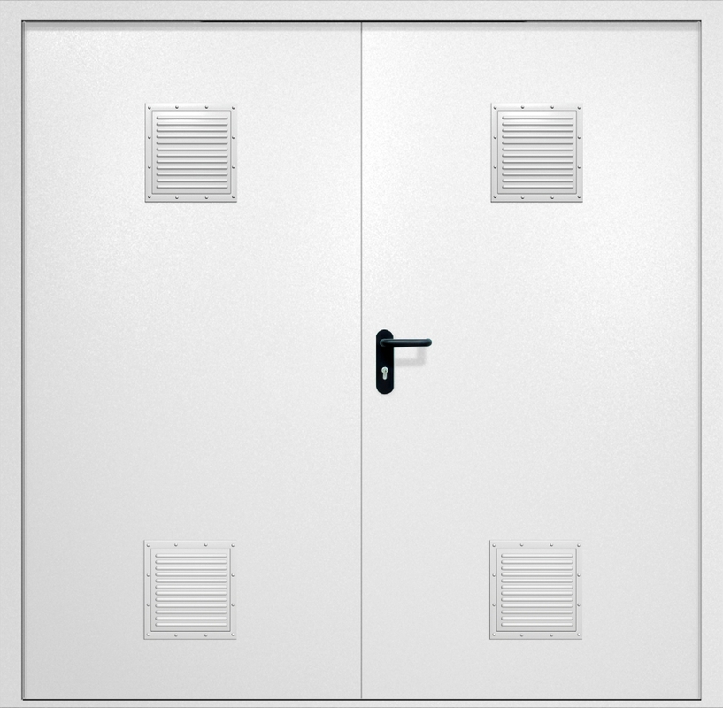 Двупольная противопожарная дверь EI-60 с четырьмя стыковочными узлами, окрас по RAL 9003 Двупольная противопожарная дверь EI-60 с четырьмя стыковочными узлами, окрас по RAL 9003