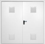 Двупольная противопожарная дверь EI-60 с четырьмя стыковочными узлами, окрас по RAL 9003