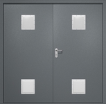 Двупольная противопожарная дверь EI-60 с четырьмя стыковочными узлами, окрас по RAL 7001