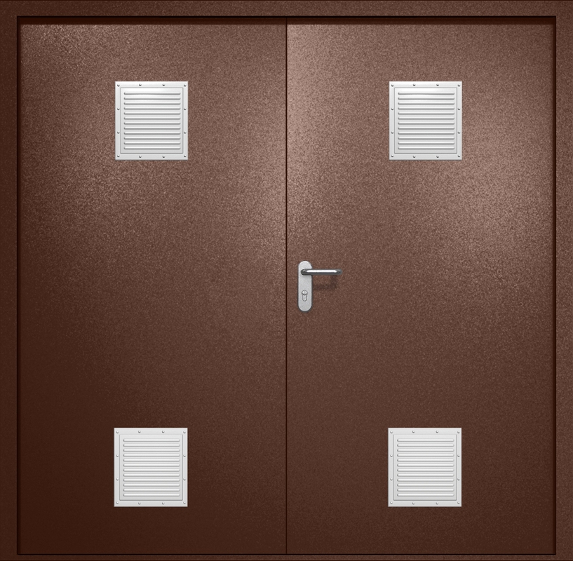 Двупольная противопожарная дверь EI-60 с четырьмя стыковочными узлами, окрас по RAL 8016 Двупольная противопожарная дверь EI-60 с четырьмя стыковочными узлами, окрас по RAL 8016