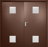 Двупольная противопожарная дверь EI-60 с четырьмя стыковочными узлами, окрас по RAL 8016