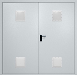 Двупольная противопожарная дверь EI-60 с четырьмя стыковочными узлами, окрас по RAL