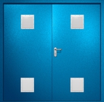 Двупольная противопожарная дверь EI-60 с четырьмя стыковочными узлами, окрас по RAL 5002