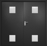 Двупольная противопожарная дверь EI-60 с четырьмя стыковочными узлами, окрас по RAL 9004