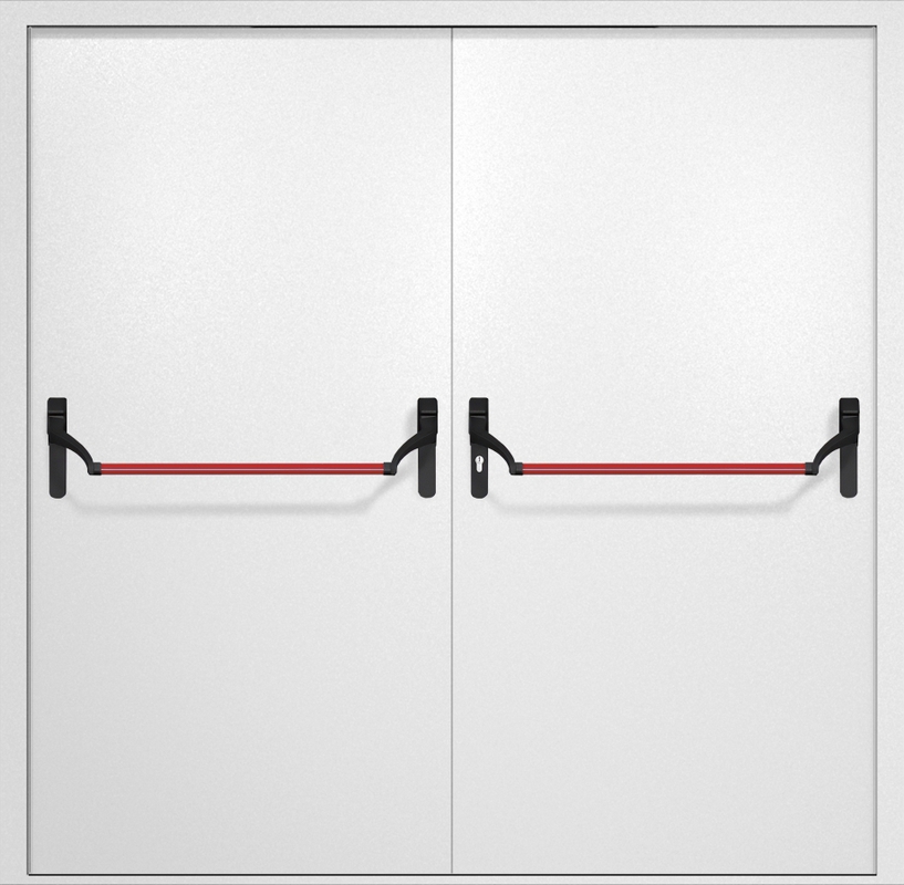 Двупольная противопожарная дверь EI-60 с ручками «Антипаника», окрас по RAL 9003 Двупольная противопожарная дверь EI-60 с ручками «Антипаника», окрас по RAL 9003