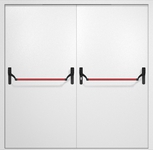 Двупольная противопожарная дверь EI-60 с ручками «Антипаника», окрас по RAL 9003