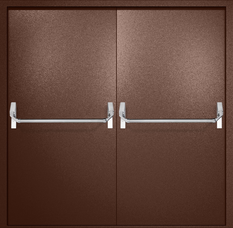 Двупольная противопожарная дверь EI-60 с ручками «Антипаника», окрас по RAL 8016