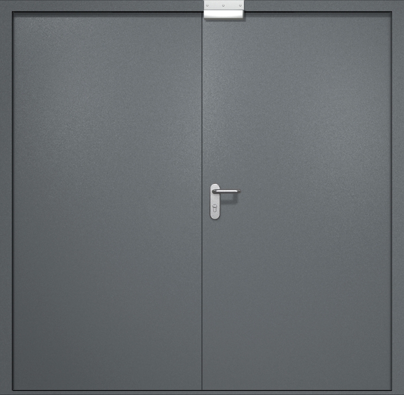 Двупольная противопожарная дверь EI-60 с электромагнитным замком, окрас по RAL 7001