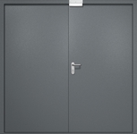 Двупольная противопожарная дверь EI-60 с электромагнитным замком, окрас по RAL 7001