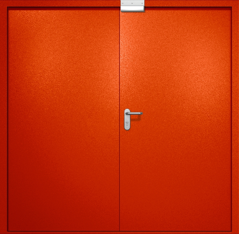 Двупольная противопожарная дверь EI-60 с электромагнитным замком, окрас по RAL 3003