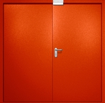 Двупольная противопожарная дверь EI-60 с электромагнитным замком, окрас по RAL 3003