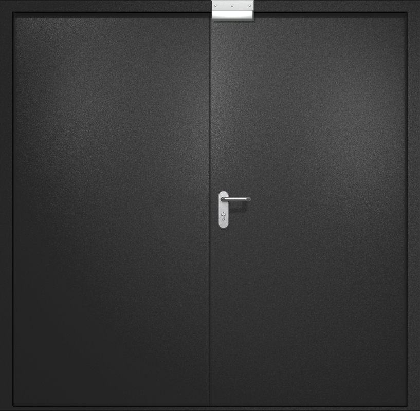 Двупольная противопожарная дверь EI-60 с электромагнитным замком, окрас по RAL 9004