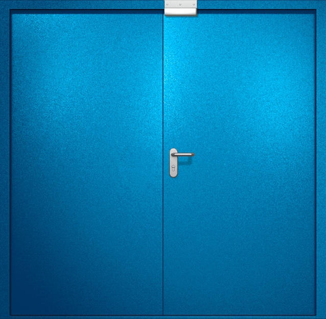 Двупольная противопожарная дверь EI-60 с электромагнитным замком, окрас по RAL 5002