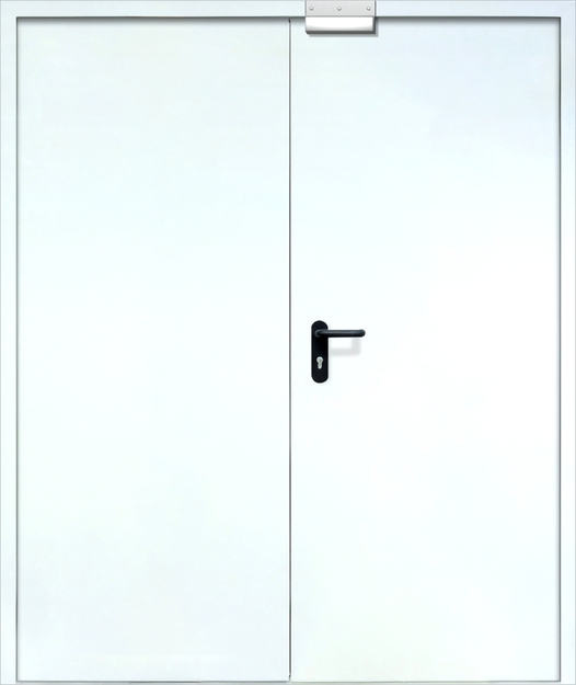 Двупольная противопожарная дверь EI-60 с электромагнитным замком, окрас по RAL 9003 Двупольная противопожарная дверь EI-60 с электромагнитным замком, окрас по RAL 9003