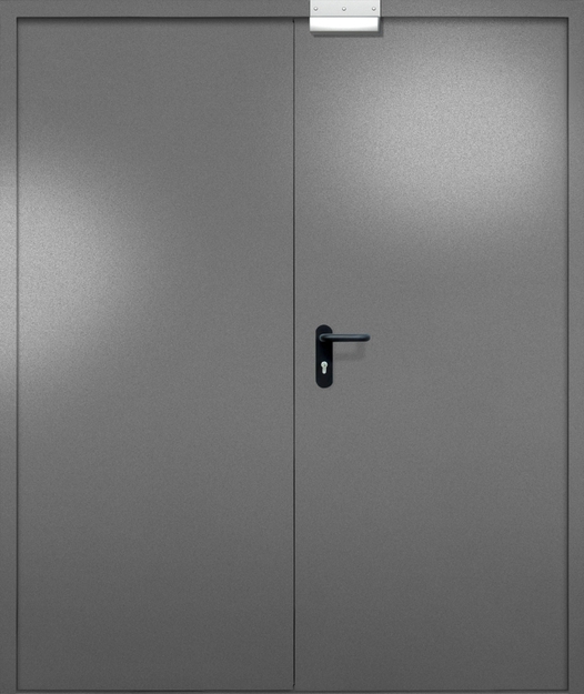 Двупольная противопожарная дверь EI-60 с электромагнитным замком, окрас по RAL 7001