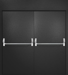 Двупольная противопожарная дверь EI-60 с верхней вставкой и ручками «Антипаника», окрас по RAL 9004