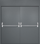 Двупольная противопожарная дверь EI-60 с верхней вставкой и ручками «Антипаника», окрас по RAL 7001