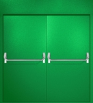 Двупольная противопожарная дверь EI-60 с верхней вставкой и ручками «Антипаника», окрас по RAL 6037