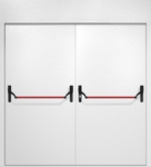 Двупольная противопожарная дверь EI-60 с верхней вставкой и ручками «Антипаника», окрас по RAL 9003