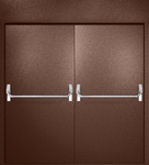 Двупольная противопожарная дверь EI-60 с верхней вставкой и ручками «Антипаника», окрас по RAL 8016