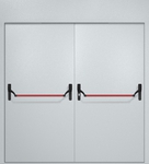 Двупольная противопожарная дверь EI-60 с верхней вставкой и ручками «Антипаника», окрас по RAL