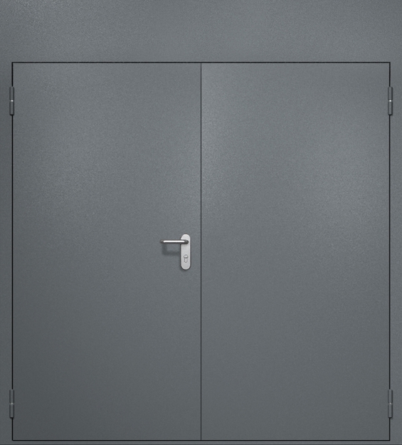 Двупольная противопожарная дверь EI-60 с верхней вставкой, окрас по RAL 7001