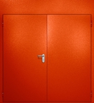 Двупольная противопожарная дверь EI-60 с верхней вставкой и ручками «Антипаника», окрас по RAL 3003
