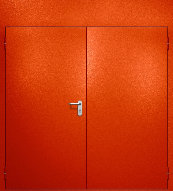 Двупольная противопожарная дверь EI-60 с верхней вставкой, окрас по RAL 3003 Двупольная противопожарная дверь EI-60 с верхней вставкой, окрас по RAL 3003