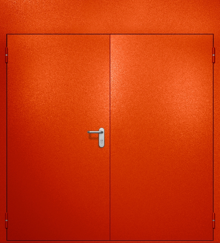 Двупольная противопожарная дверь EI-60 с верхней вставкой, окрас по RAL 3003 Двупольная противопожарная дверь EI-60 с верхней вставкой, окрас по RAL 3003