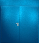 Двупольная противопожарная дверь EI-60 с верхней вставкой и ручками «Антипаника», окрас по RAL 5002