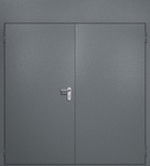 Двупольная противопожарная дверь EI-60 с верхней вставкой и ручками «Антипаника», окрас по RAL 7001