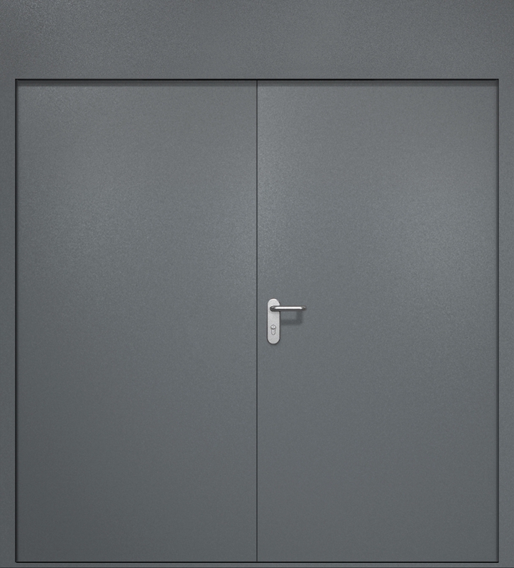 Двупольная противопожарная дверь EI-60 с верхней вставкой, окрас по RAL 7001