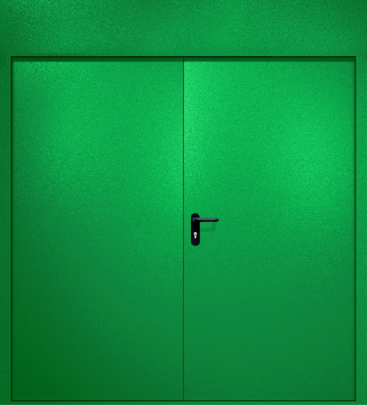 Двупольная противопожарная дверь EI-60 с верхней вставкой, окрас по RAL 6037