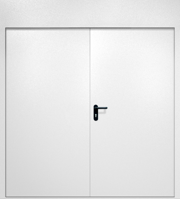 Двупольная противопожарная дверь EI-60 с верхней вставкой, окрас по RAL 9003