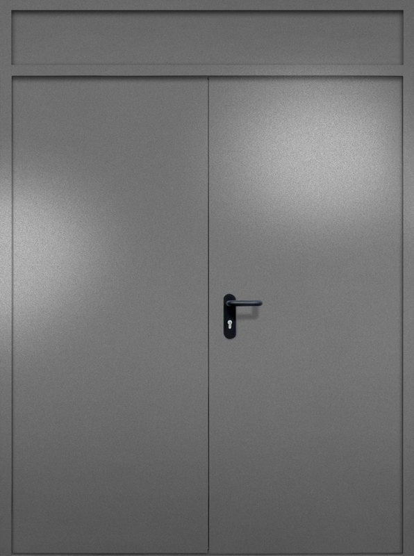 Двупольная противопожарная дверь EI-60 с верхней вставкой, окрас по RAL 7001