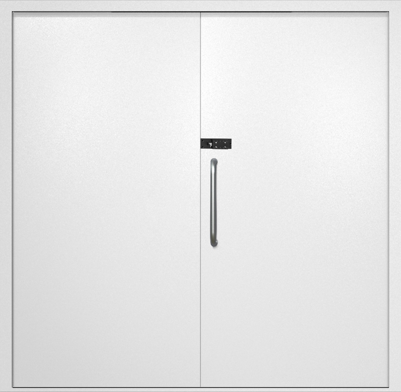 Двупольная техническая дверь с ручкой-скобой и кодовым замком, окрас по RAL 9003 Двупольная техническая дверь с ручкой-скобой и кодовым замком, окрас по RAL 9003