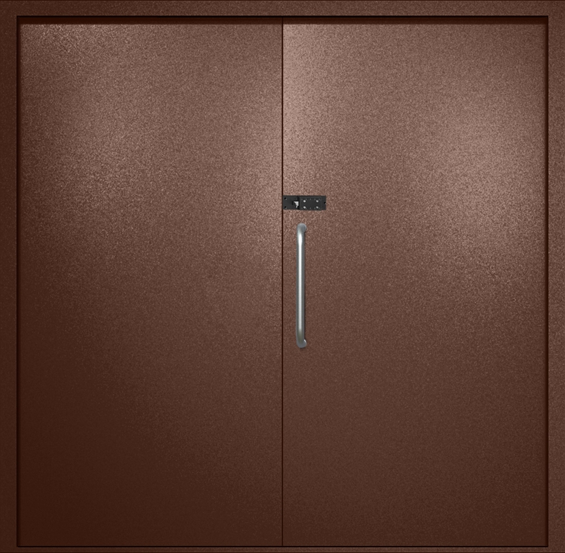 Двупольная техническая дверь с ручкой-скобой и кодовым замком, окрас по RAL 8016