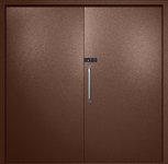 Двупольная техническая дверь с ручкой-скобой и кодовым замком, окрас по RAL 8016