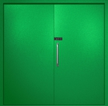 Двупольная техническая дверь с ручкой-скобой и кодовым замком, окрас по RAL 6037