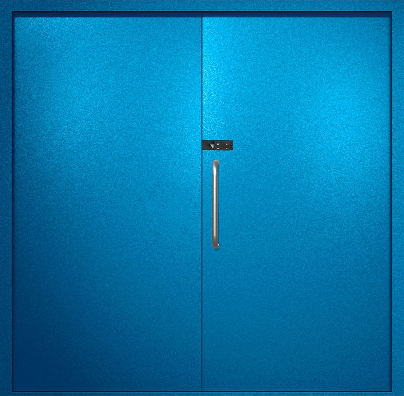 Двупольная техническая дверь с ручкой-скобой и кодовым замком, окрас по RAL 5002